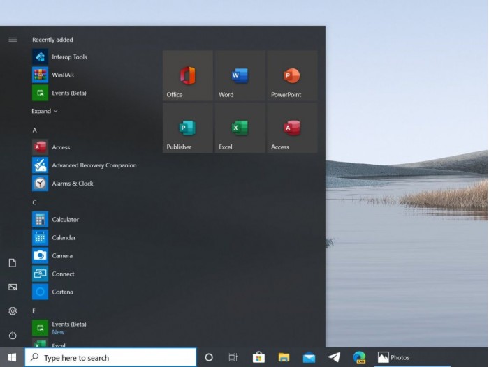 Windows 10新截图曝光：没有动态磁贴的界面更清爽了