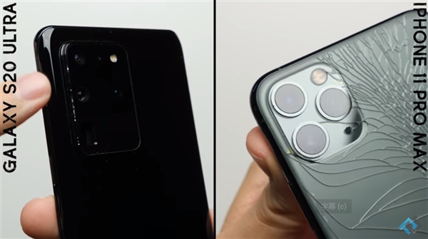跌落测试：三星Galaxy S20 Ultra对比iPhone 11 Pro Max