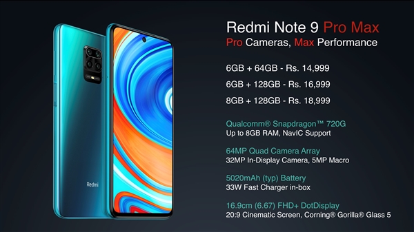 Redmi Note 9 Pro在印度发布 售价约合人民币1400元