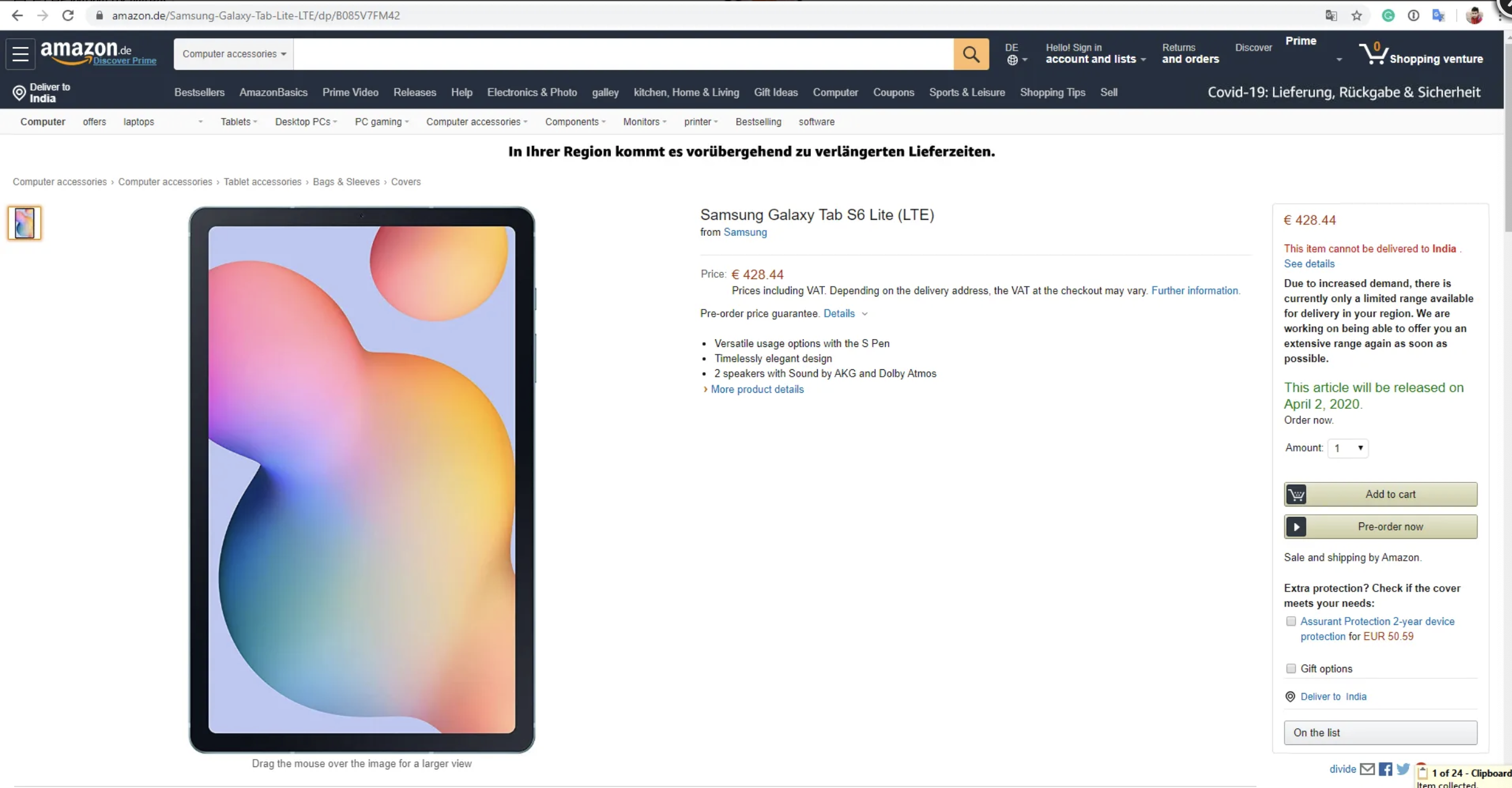 10吋大屏的平价版“iPad Pro” 三星Galaxy Tab S6 Lite意外上架亚马逊